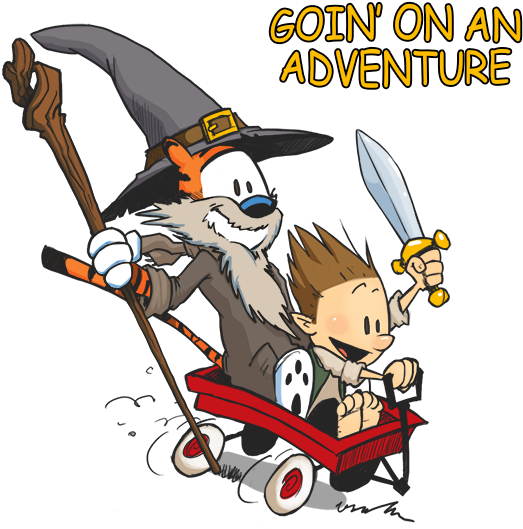 Calvinand Hobbes Adventure Wagon PNG