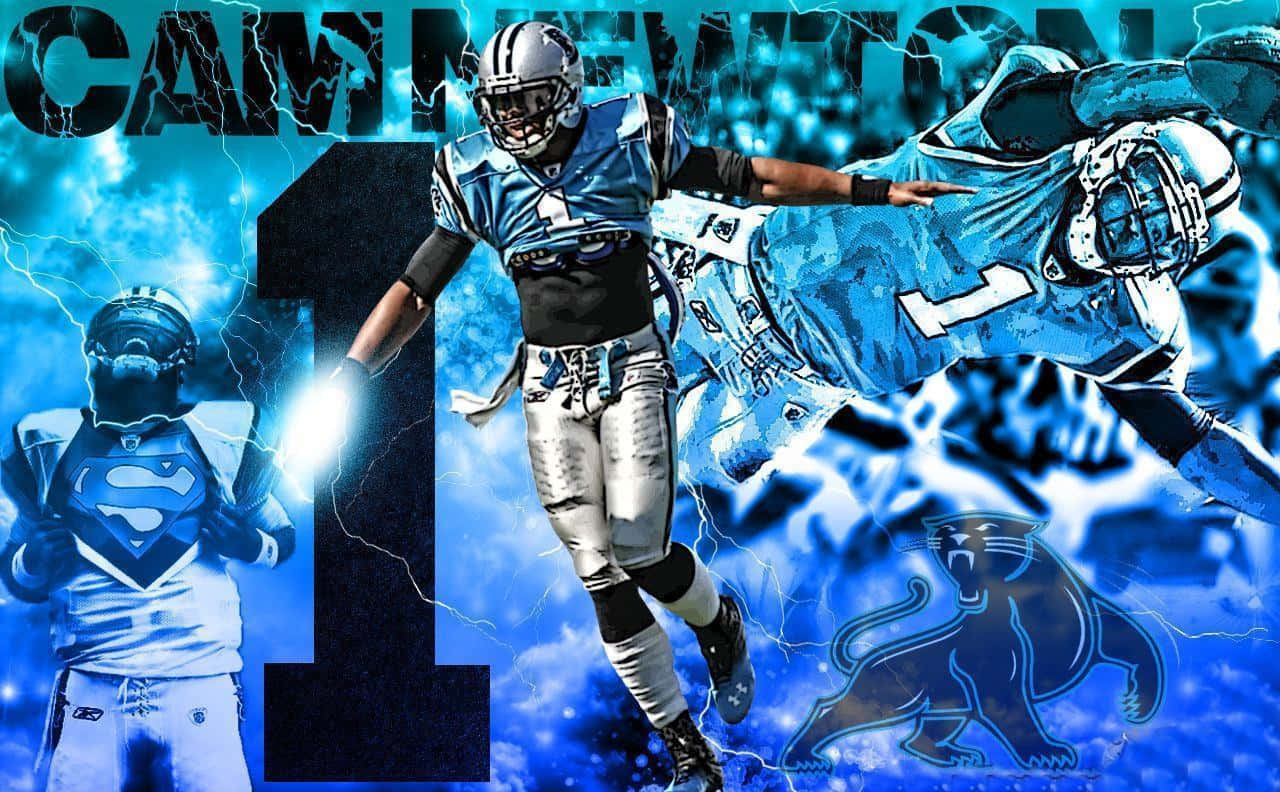 Cam Newton showing his strength and athleticism on the field Wallpaper