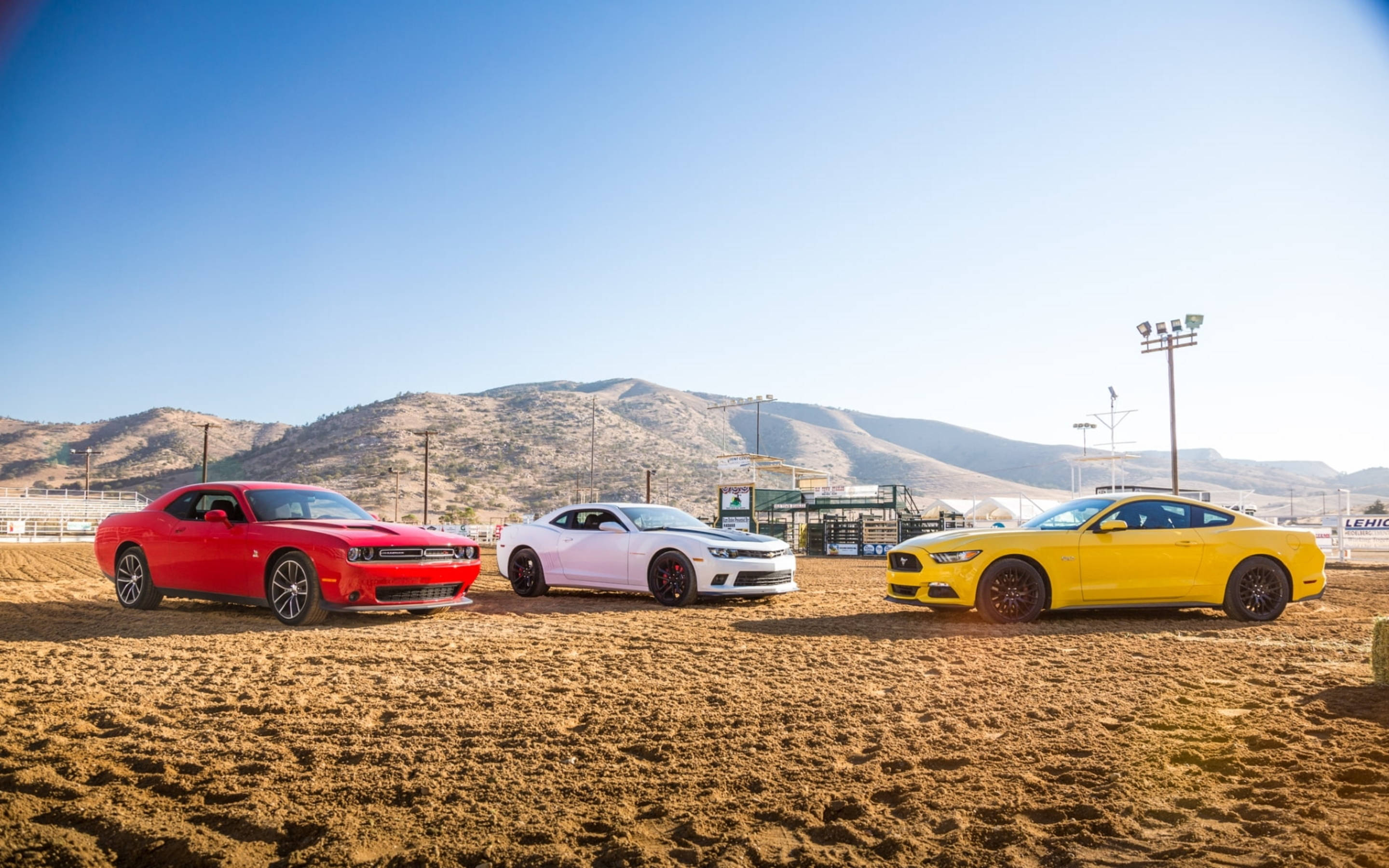 Camaro Muscle Cars In The Outback Wallpaper
