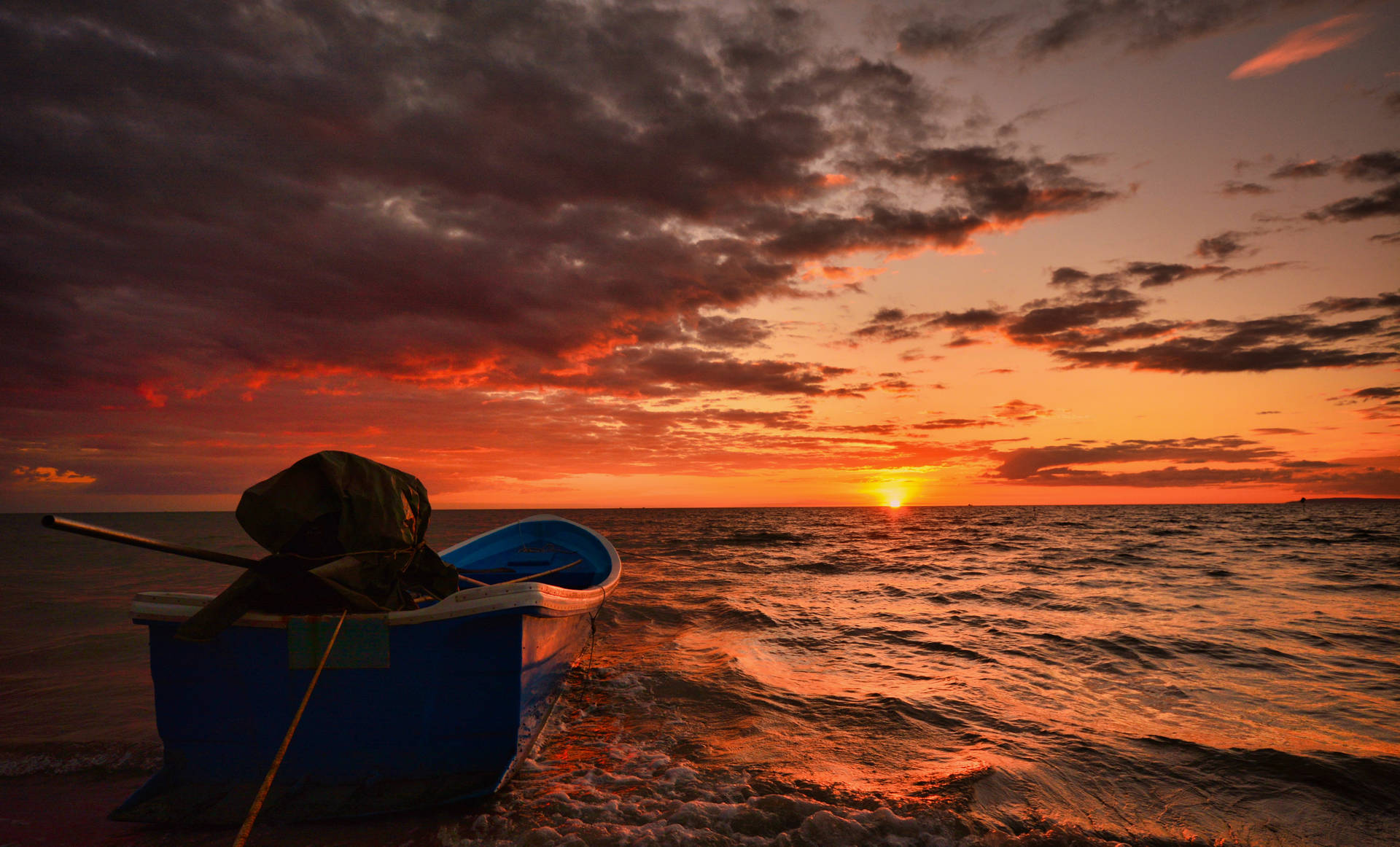 Cambodia Boat And Sunset Wallpaper