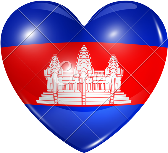 Cambodian Flag Heart Shaped Graphic PNG