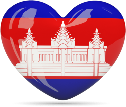 Cambodian Flag Heart Shaped Graphic PNG