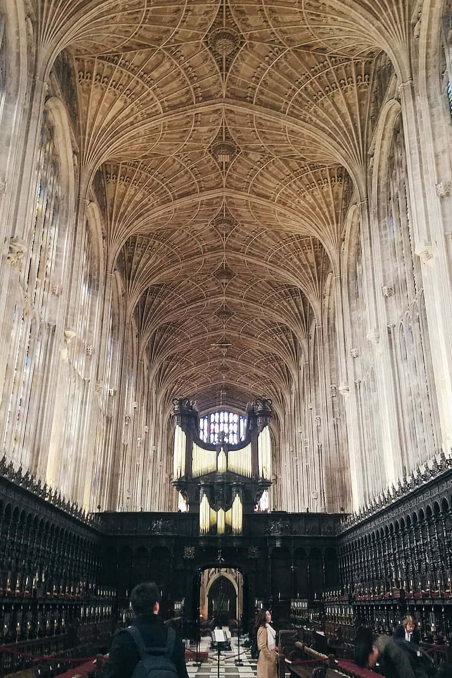 Intricate Interior Architecture of King's College Chapel, Cambridge University Wallpaper