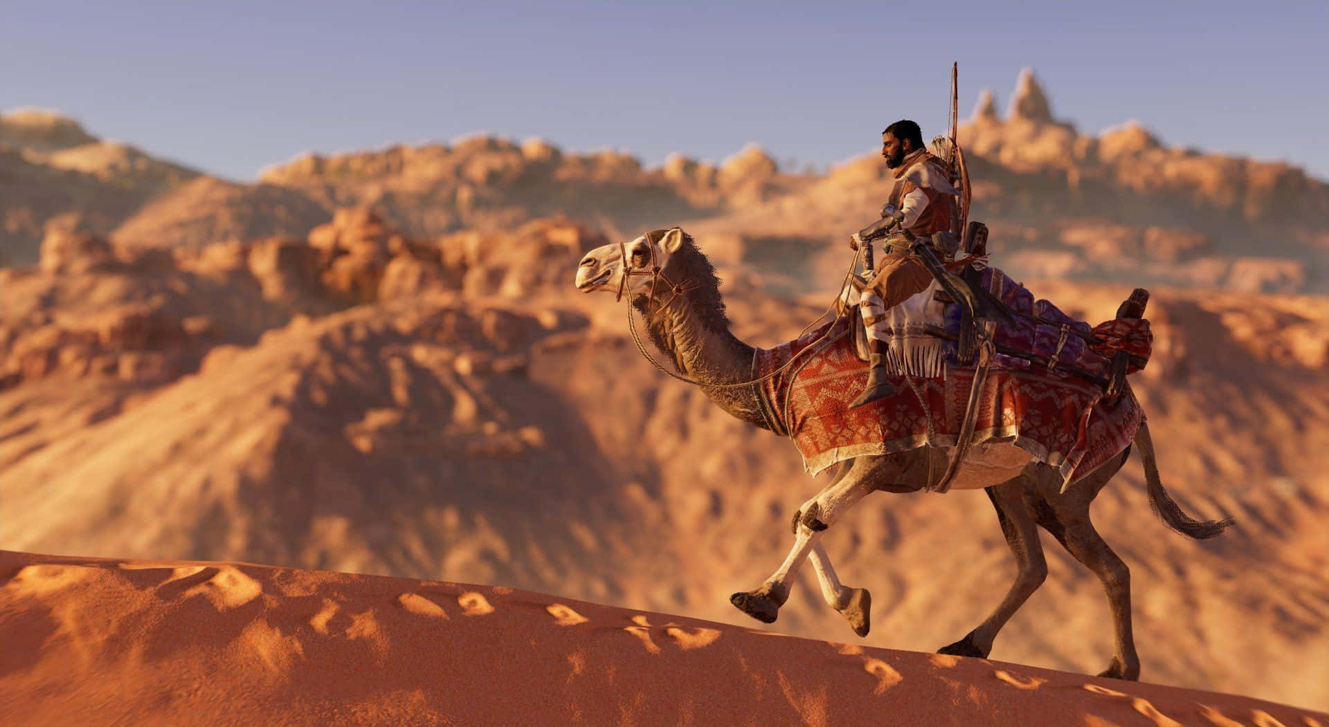 Einmajestätischer Kamel Steht Alleine In Der Atemberaubenden Wüste.