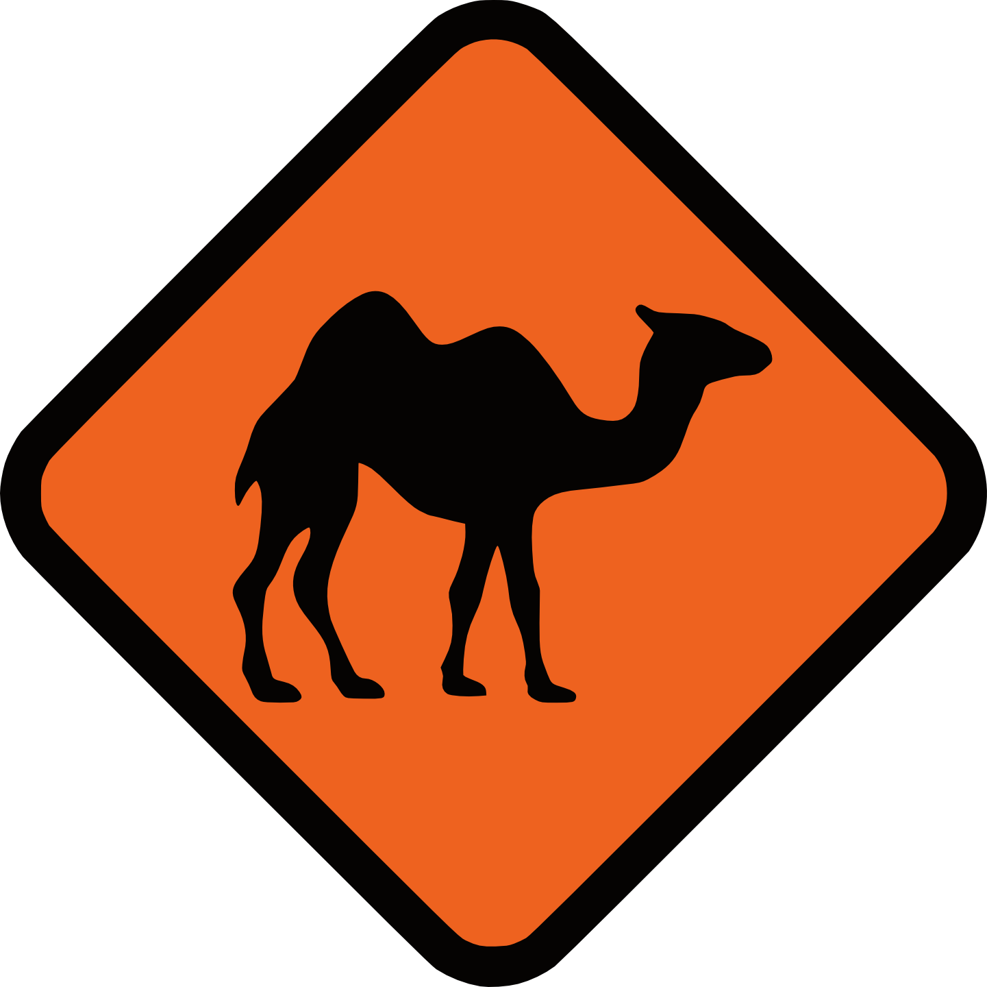 Camel Silhouette Road Sign PNG