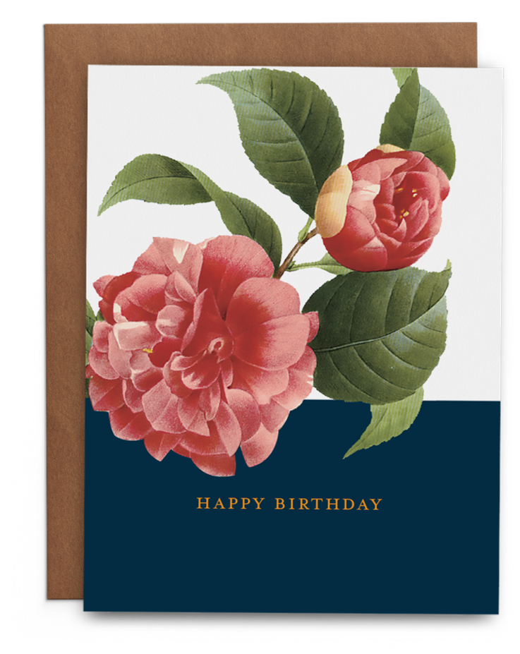 Camellia Birthday Card PNG