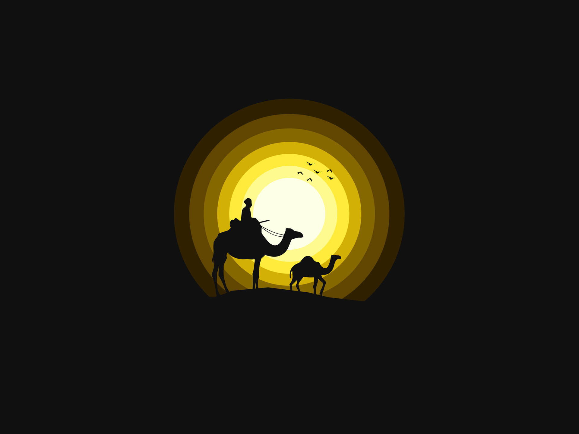 Camels Art Black Background