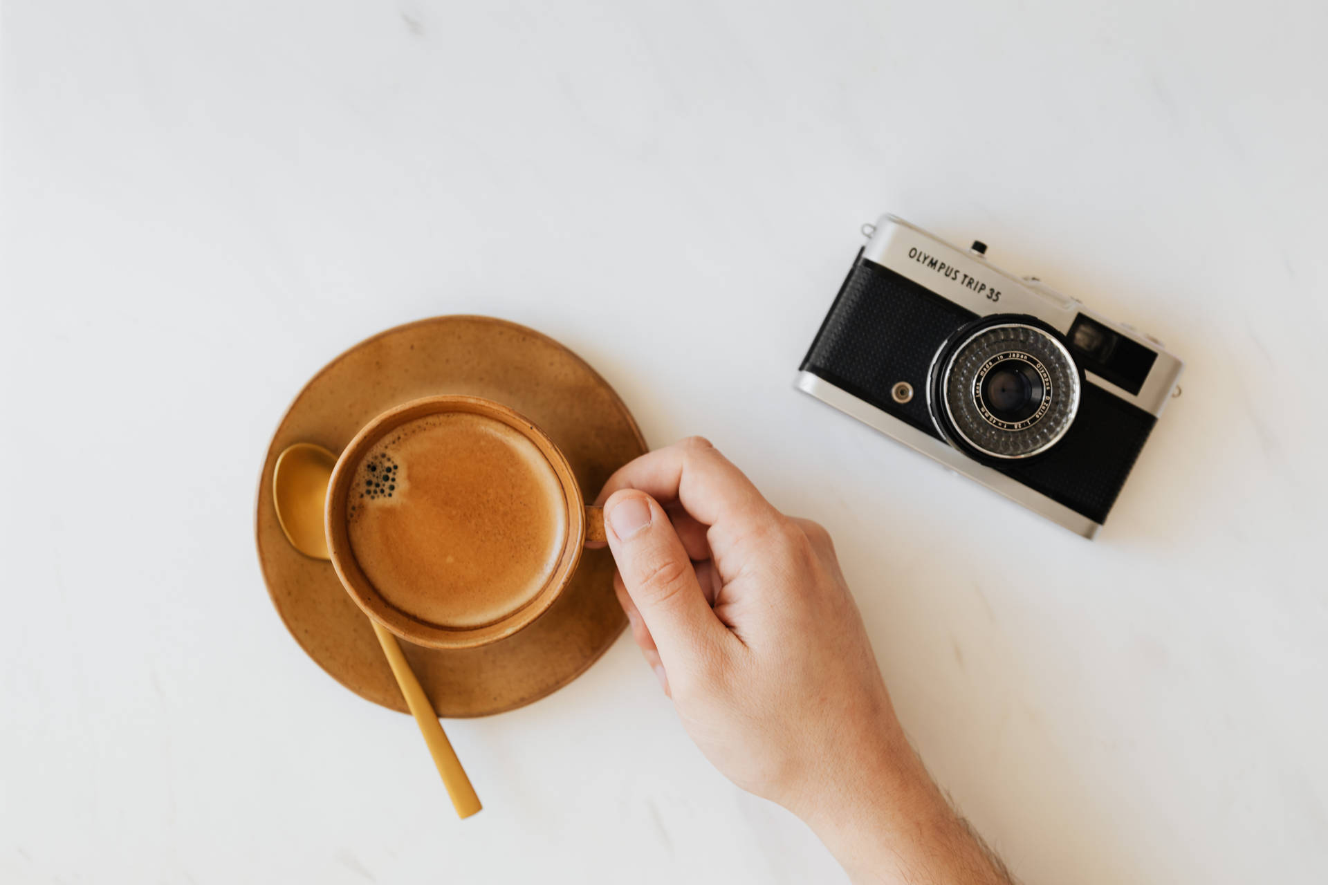 Camera And Coffee Wallpaper