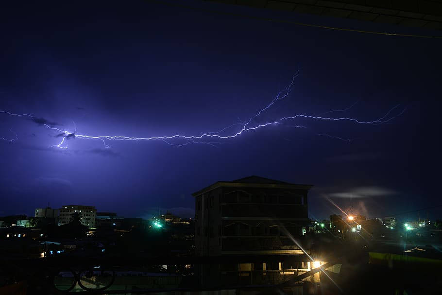 Cameroon Thunder Lightning Night Sky Wallpaper