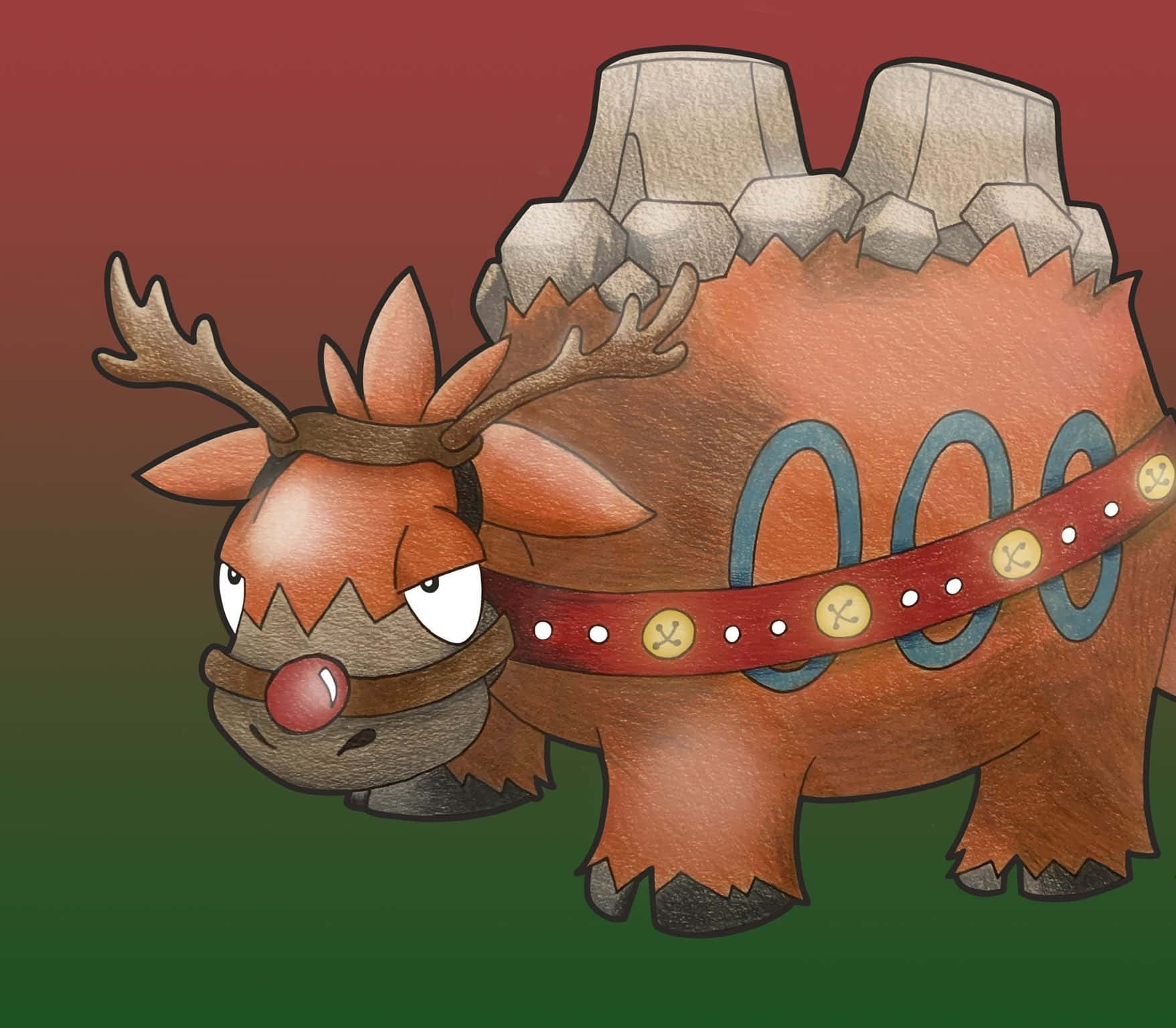 Camerupt Pokemon In Reindeer Costume Wallpaper
