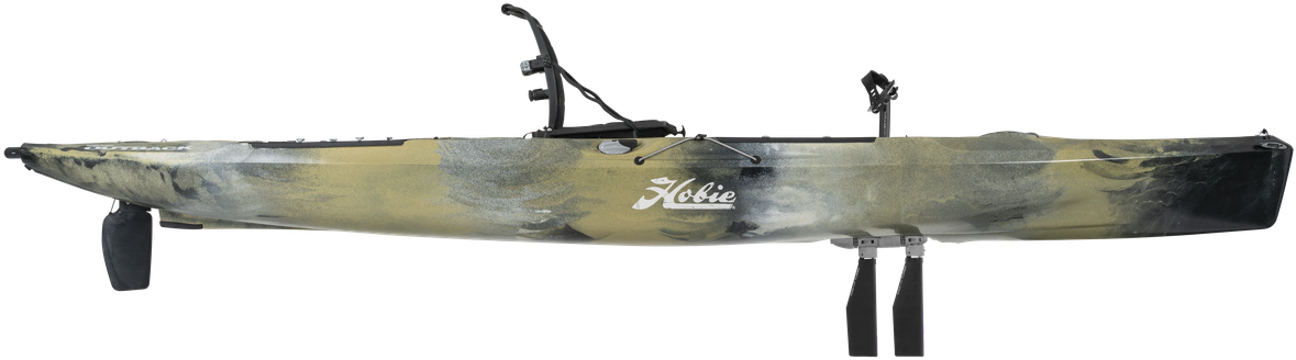 Camo Fishing Kayak Side View PNG