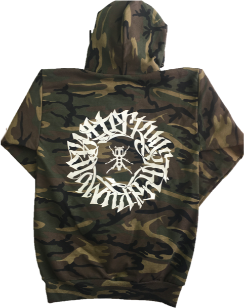 Camo Hoodiewith Graphic Print PNG