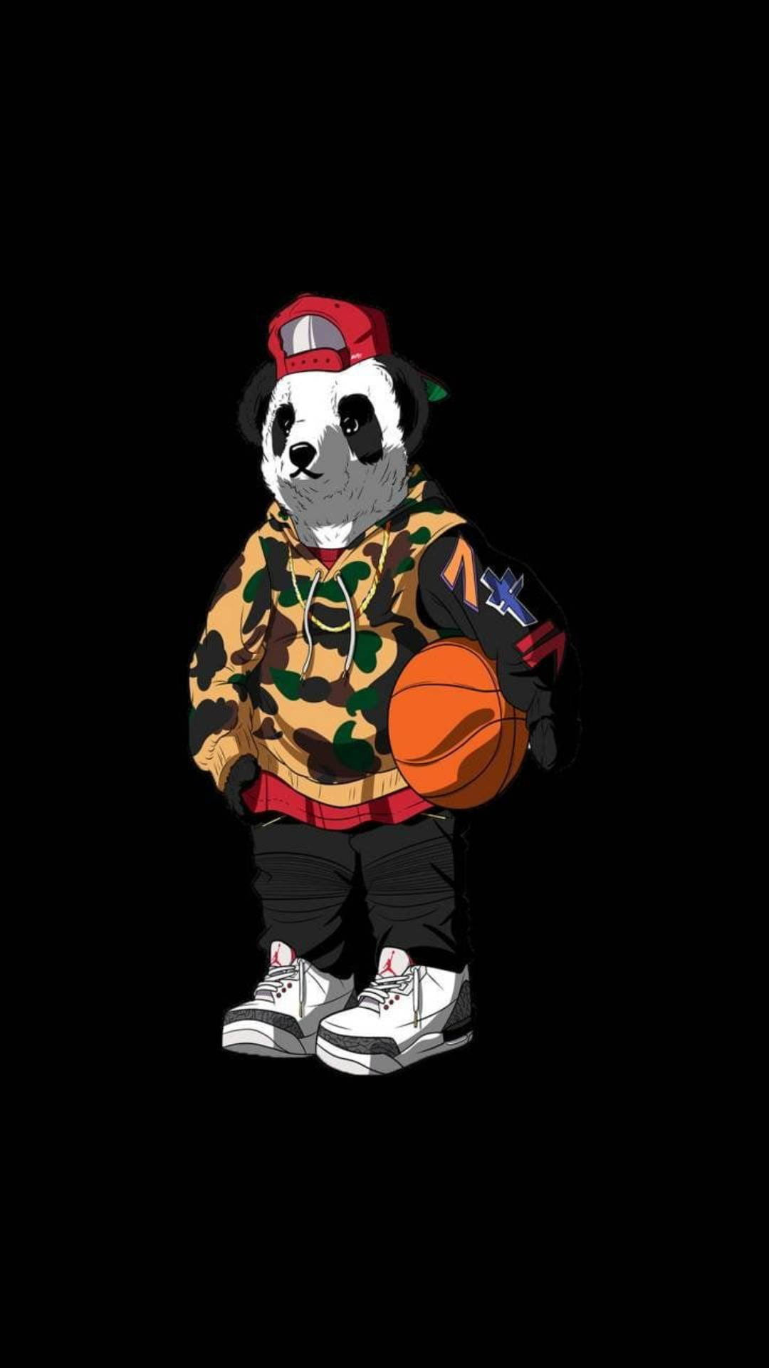 Camo Panda Gangster Cartoon Wallpaper