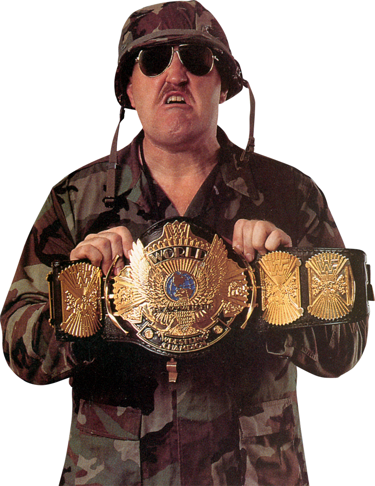 Camo Wrestler With Championship Belt PNG