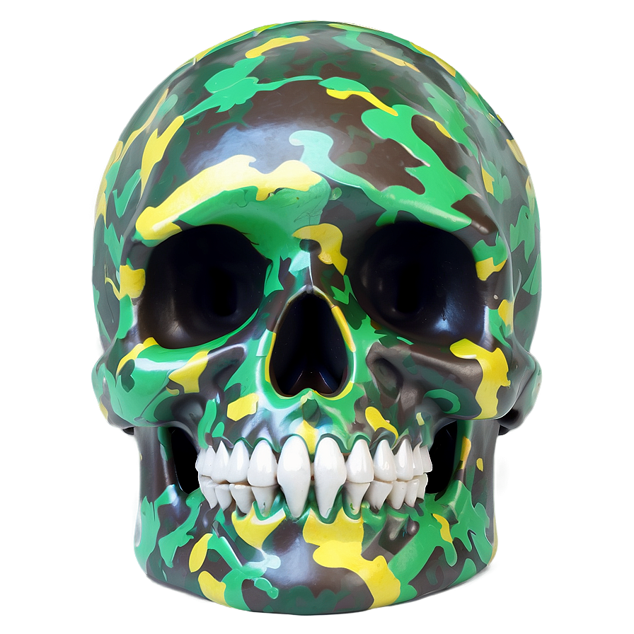 Camouflaged Skull Model Png B PNG