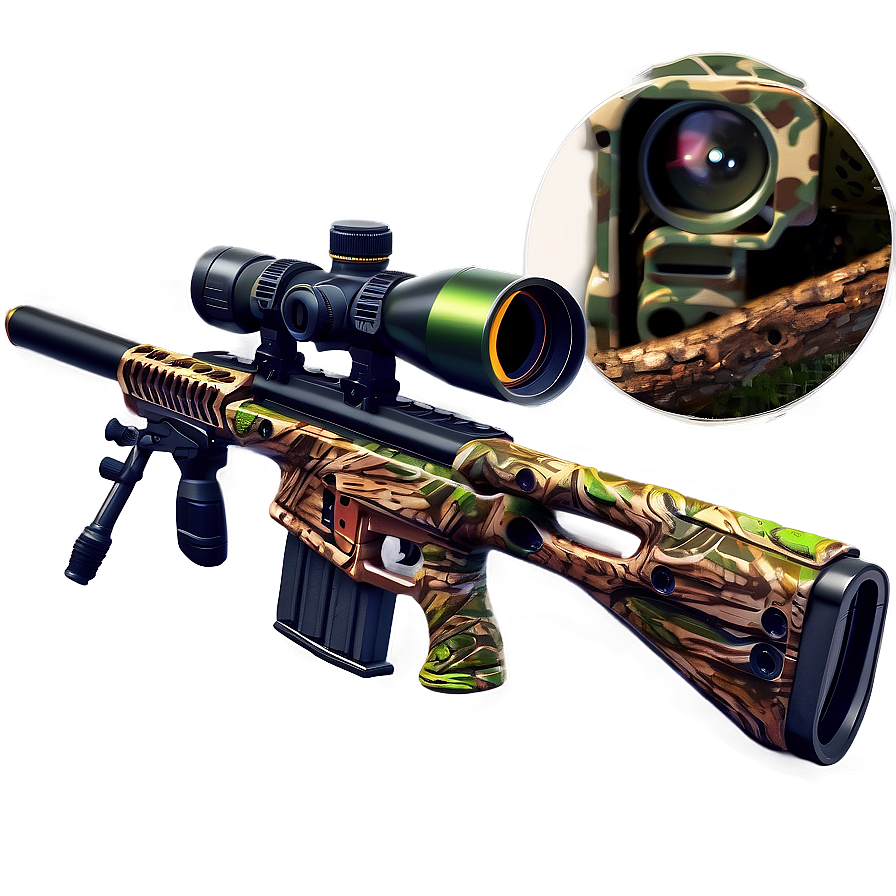 Camouflaged Sniper Rifle Graphic Png 06262024 PNG