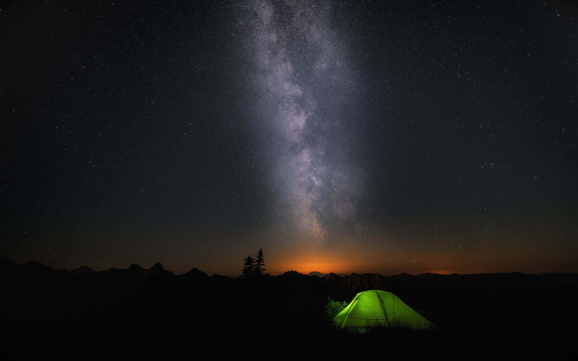 A Green Tent Under The Milky