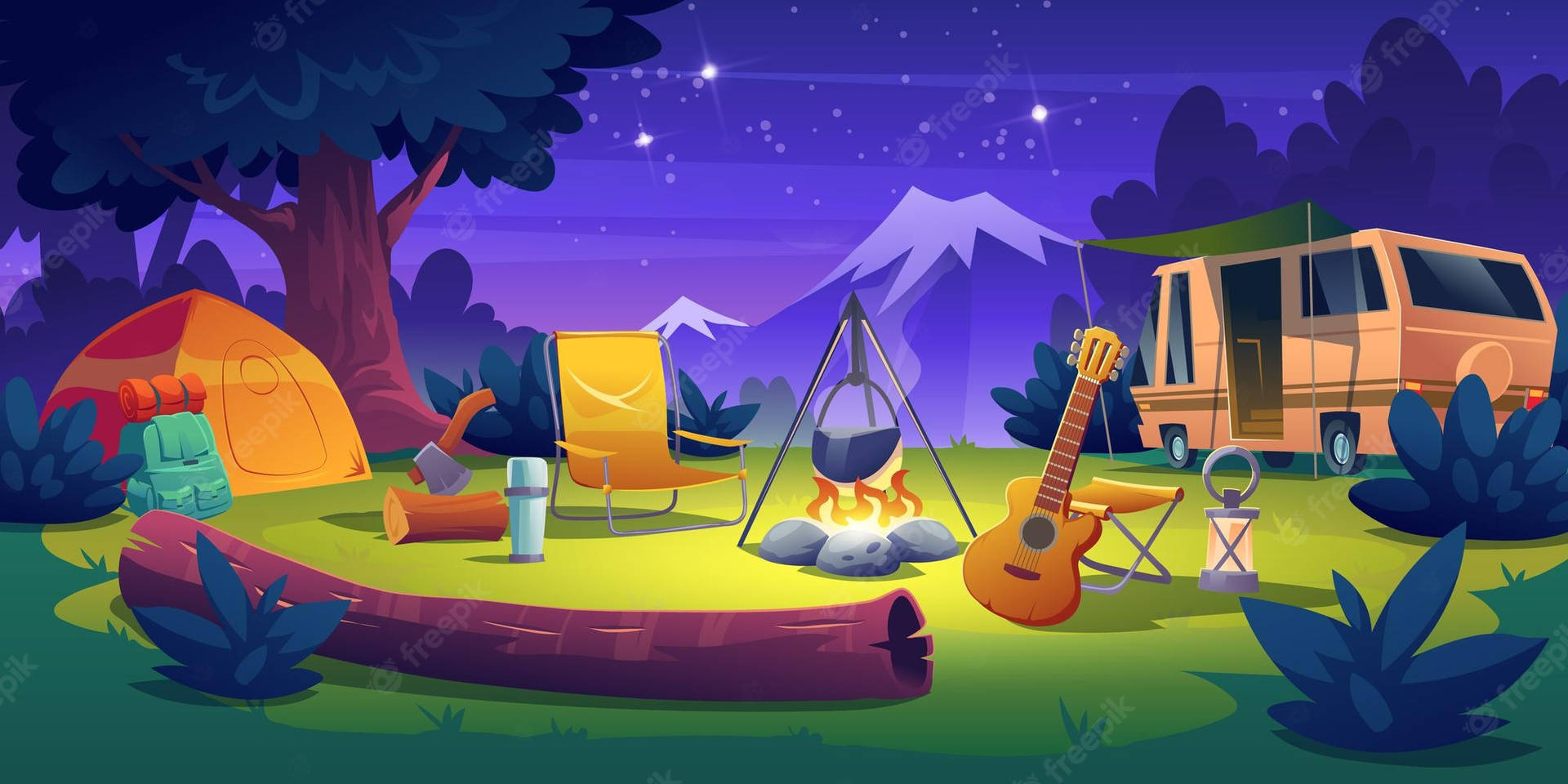 Camp Camp Night Camping Wallpaper