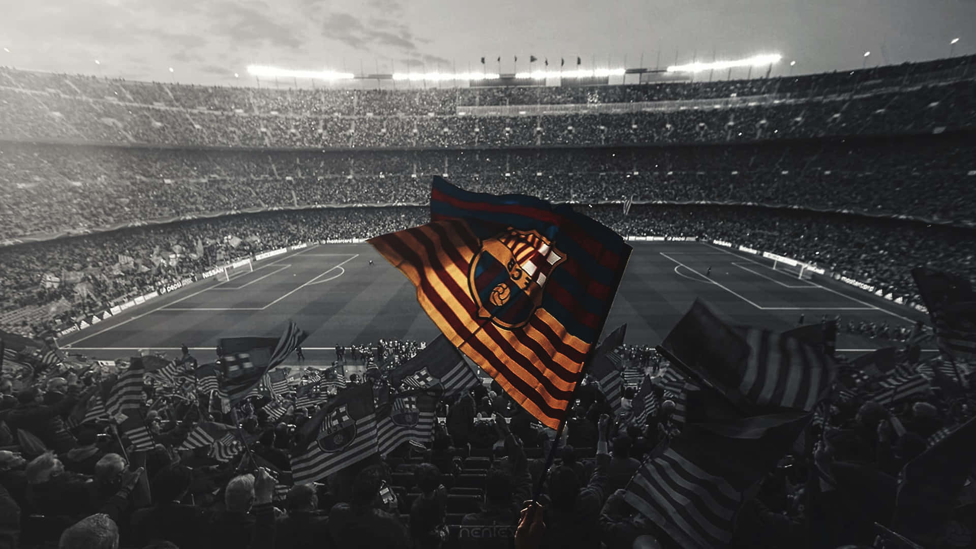 Camp Nou Stadium Crowd Supporting F C Barcelona Wallpaper
