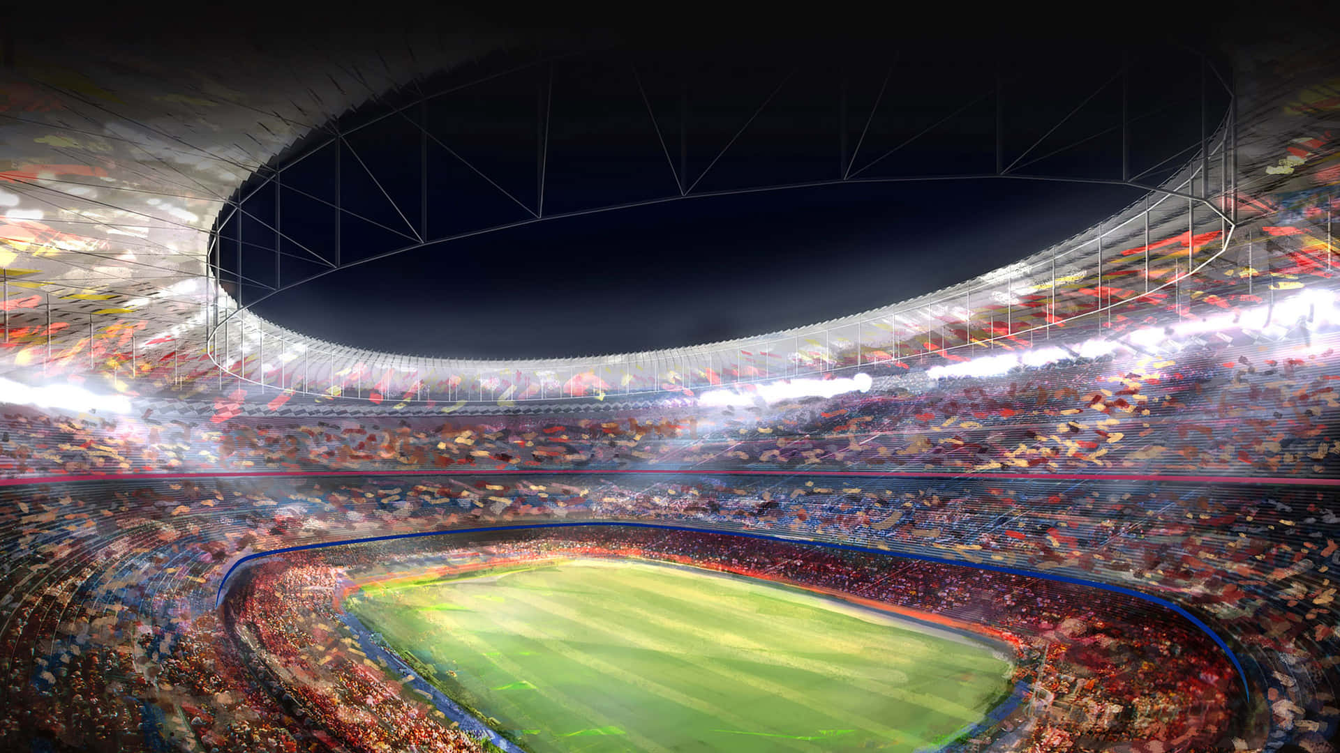 Camp Nou Stadium Night Match Wallpaper