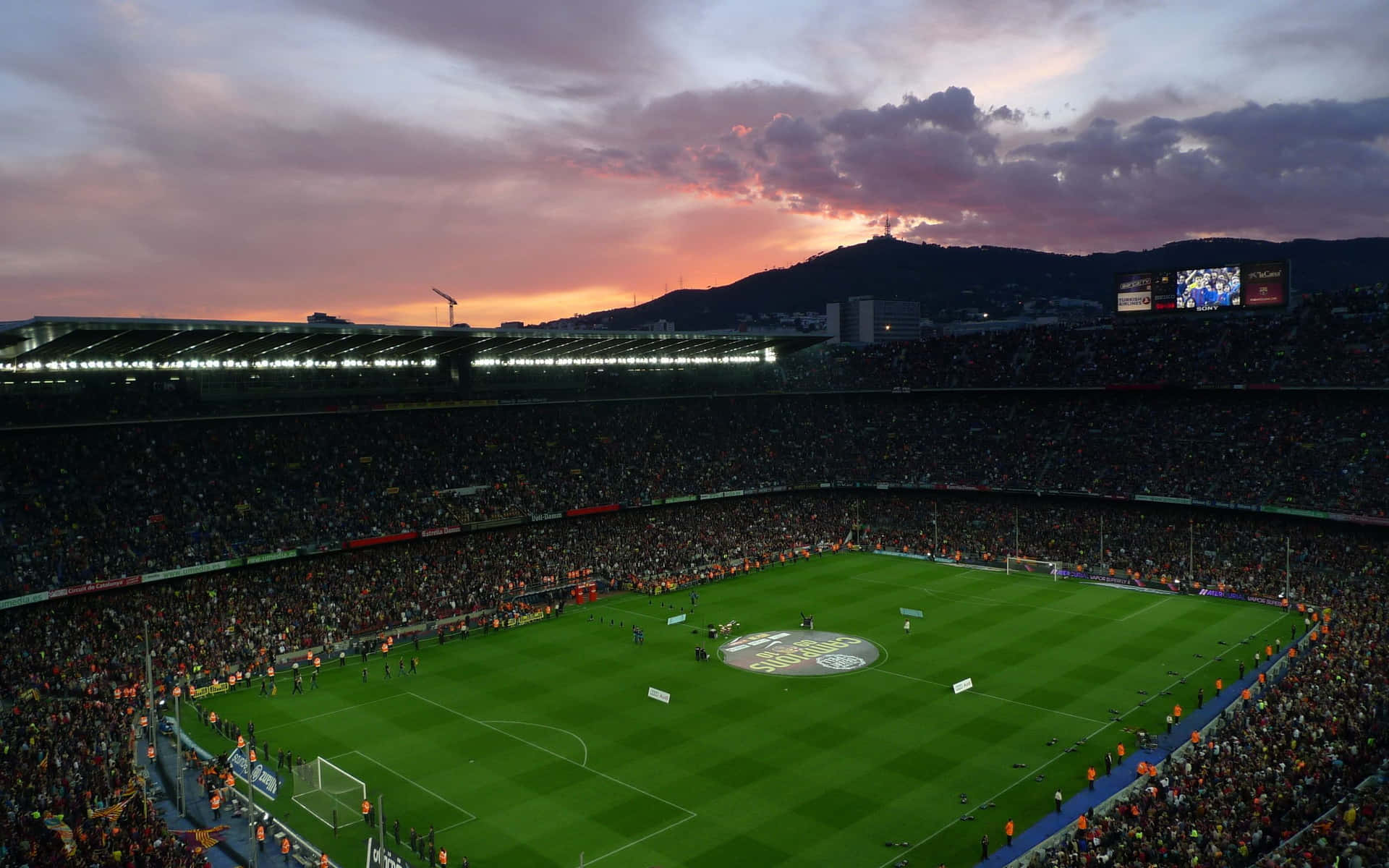 Camp Nou Stadium Sunset Game Wallpaper