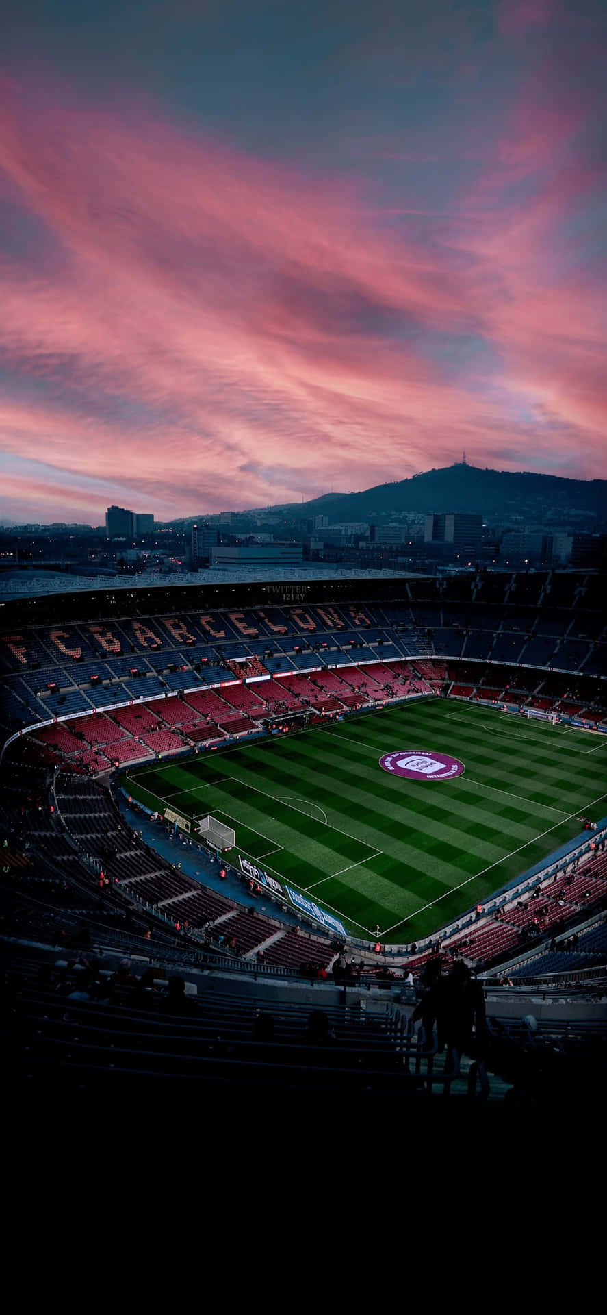 Camp Nou Solnedgang Silhuett Bakgrunnsbildet