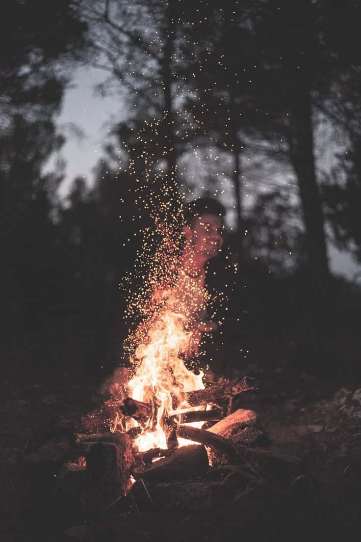 Captivating Campfire Beneath a Starry Night