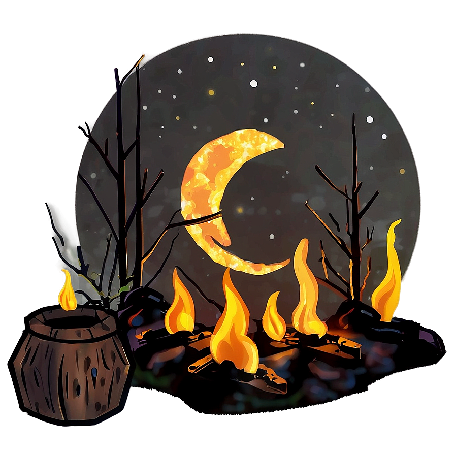 Campfire And Moon Png 05242024 PNG