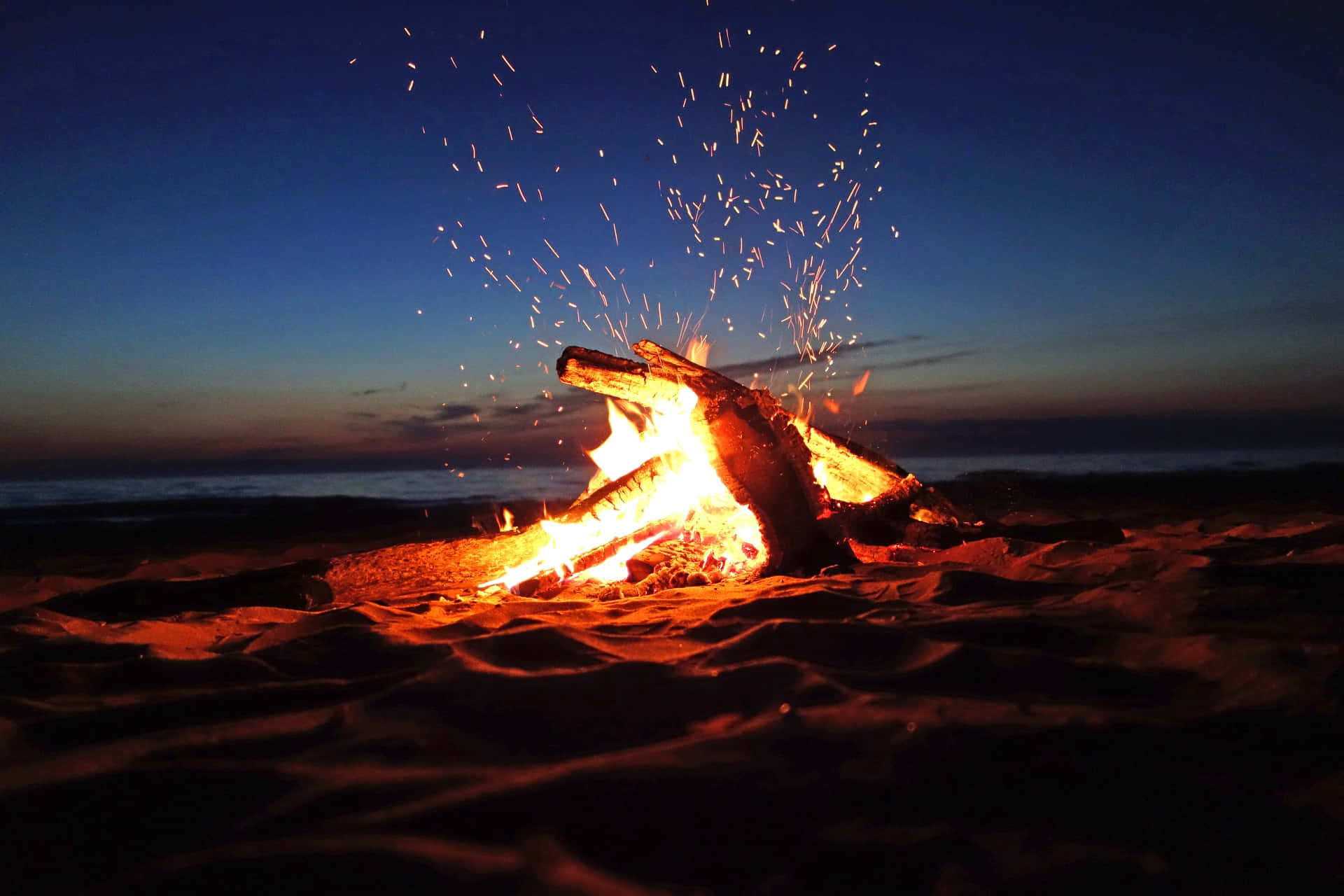 Campfire By The Beach Wallpaper
