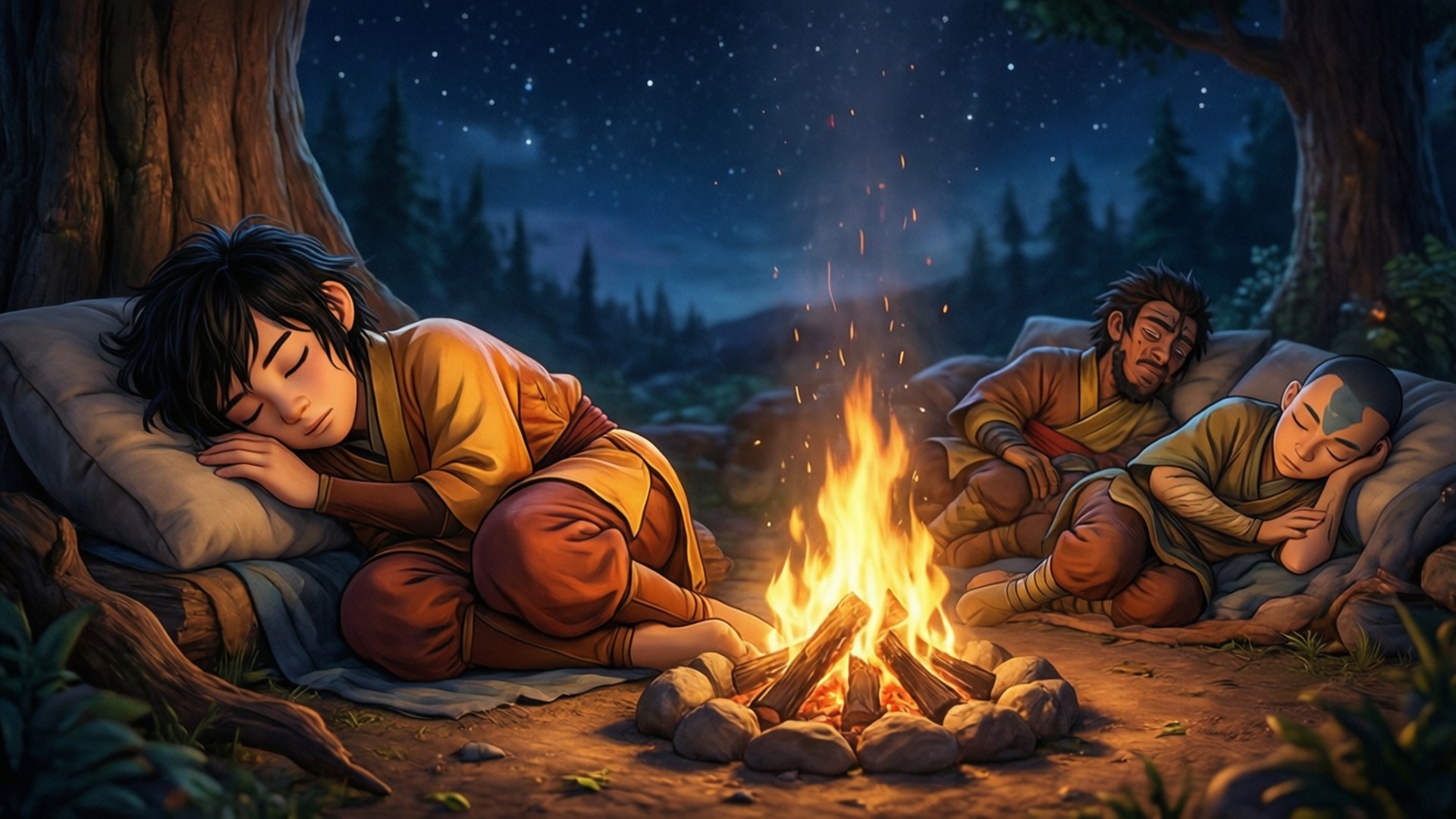 Campfire Sleepover Wallpaper