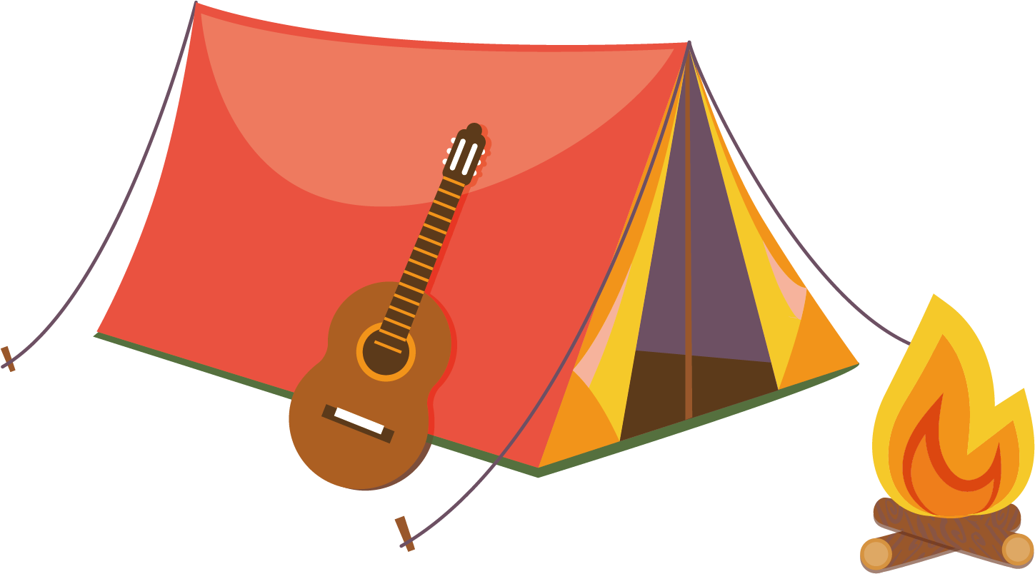 Camping Scenewith Guitarand Fire PNG