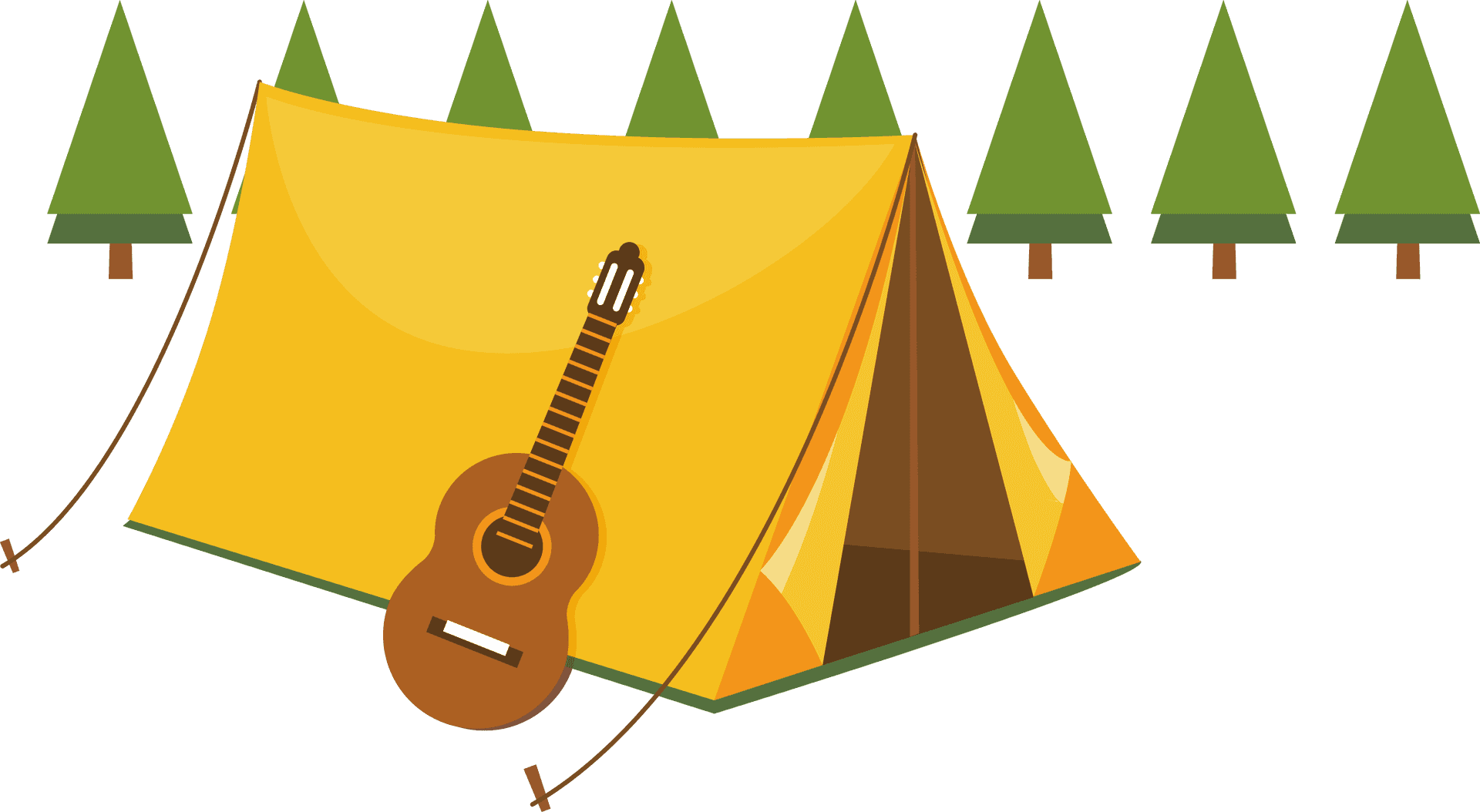 Campingwith Guitar Vector Illustration PNG