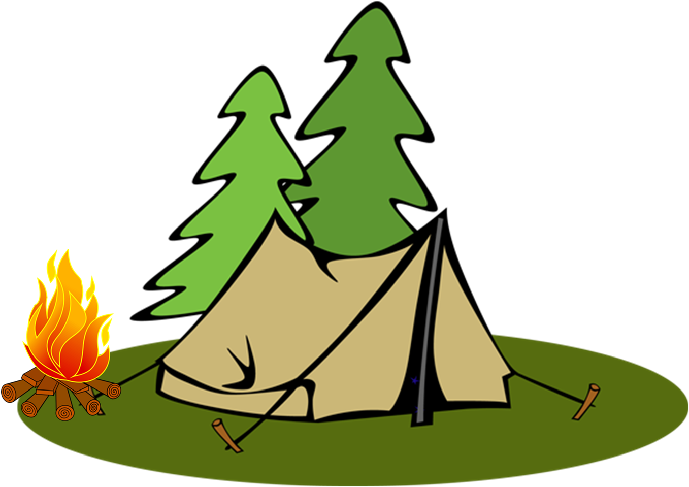 Campsite With Tent And Campfire Illustration PNG