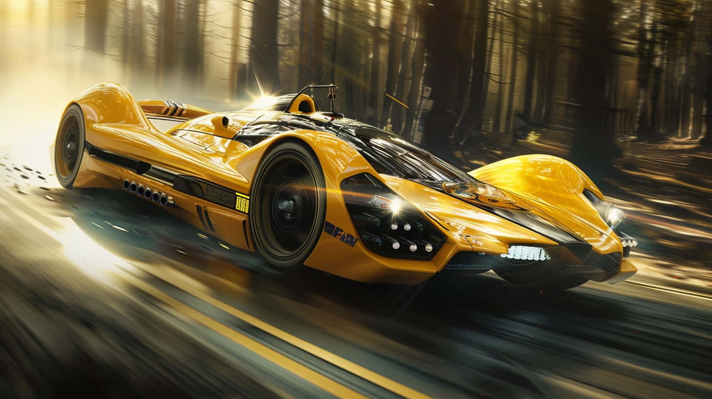 Can Am Racecar Speeding Through Forest.jpg Wallpaper