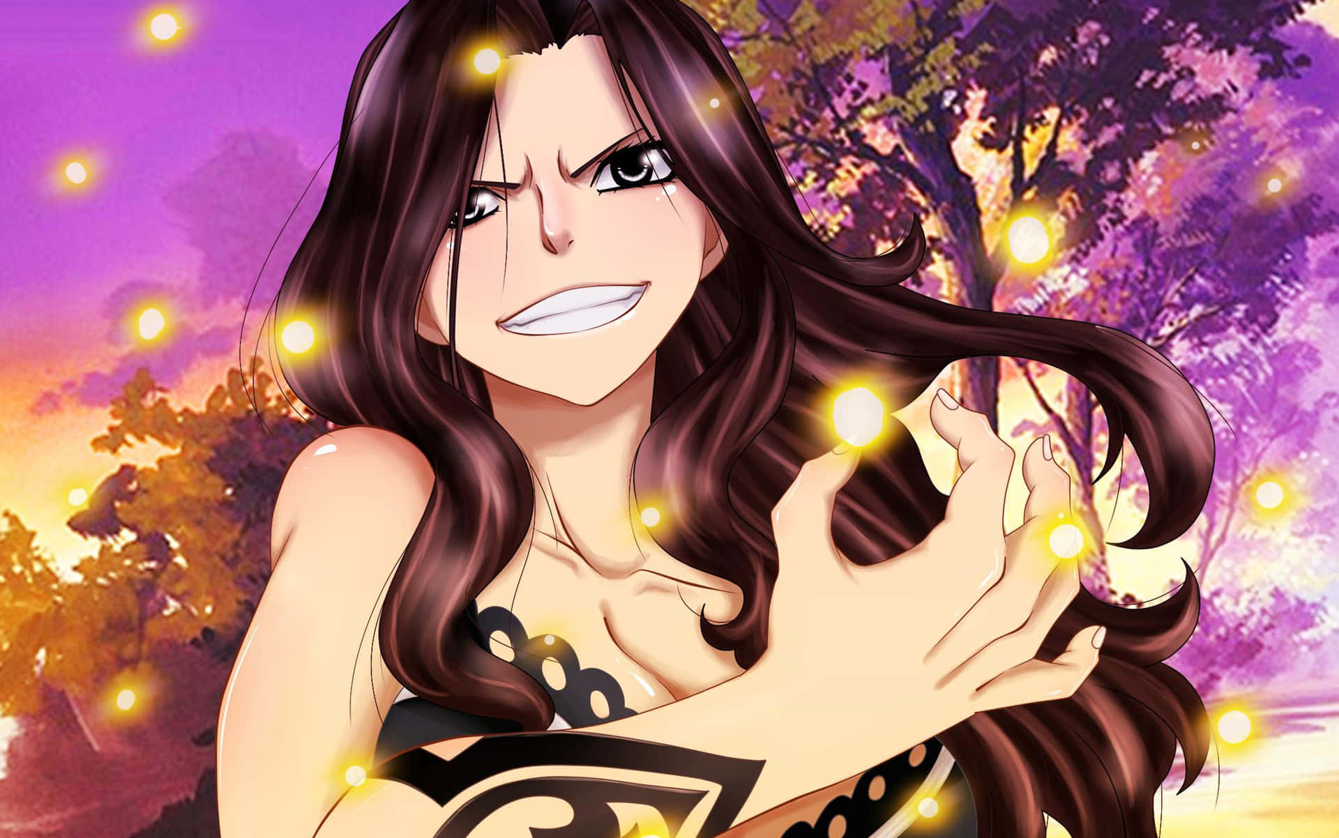 Cana Alberona holding her magical card in a powerful stance Wallpaper