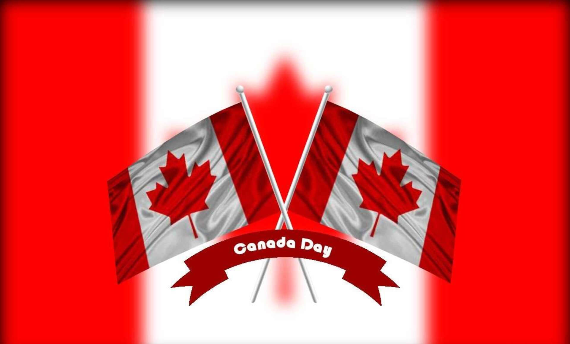 Canada Day Criss Crossed Flags Wallpaper