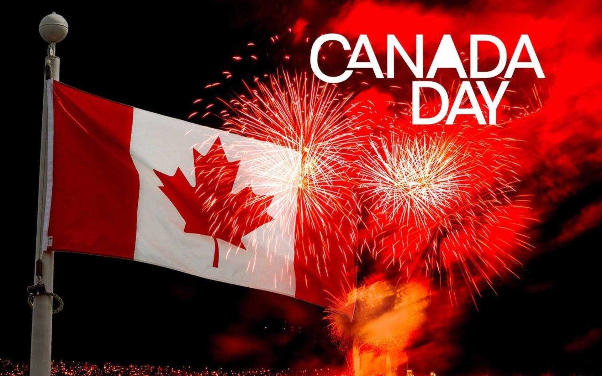 Díade Canadá En Mástil Con Bandera Fondo de pantalla