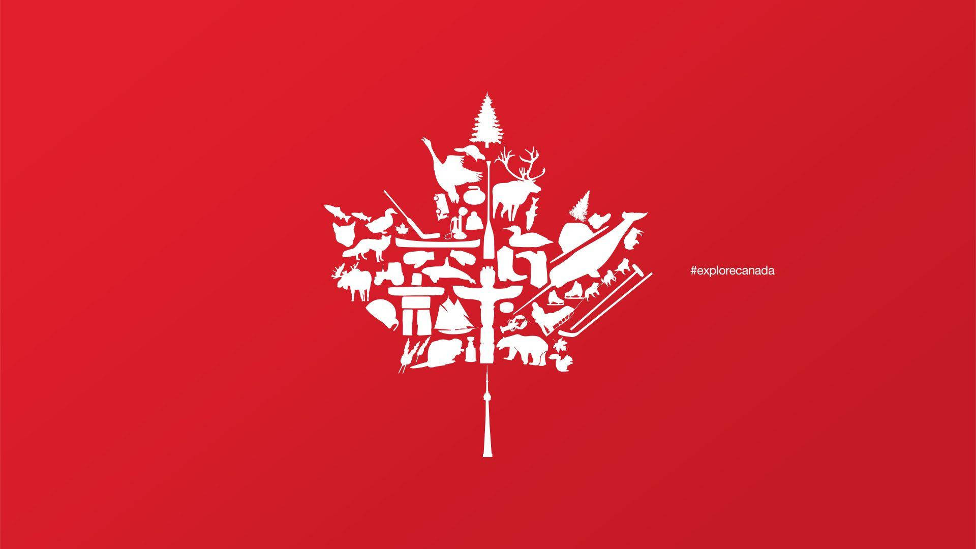 Canadisk Dag Rød Tema Logo Tapet: Wallpaper