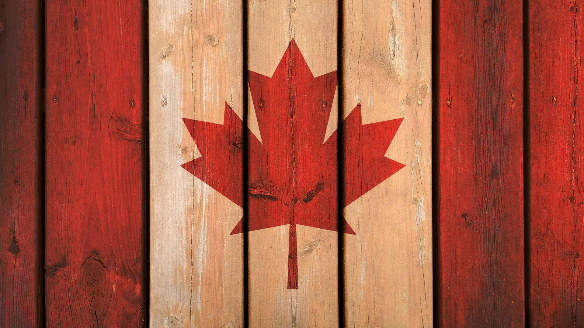 Canada Day Wooden Flag Wallpaper