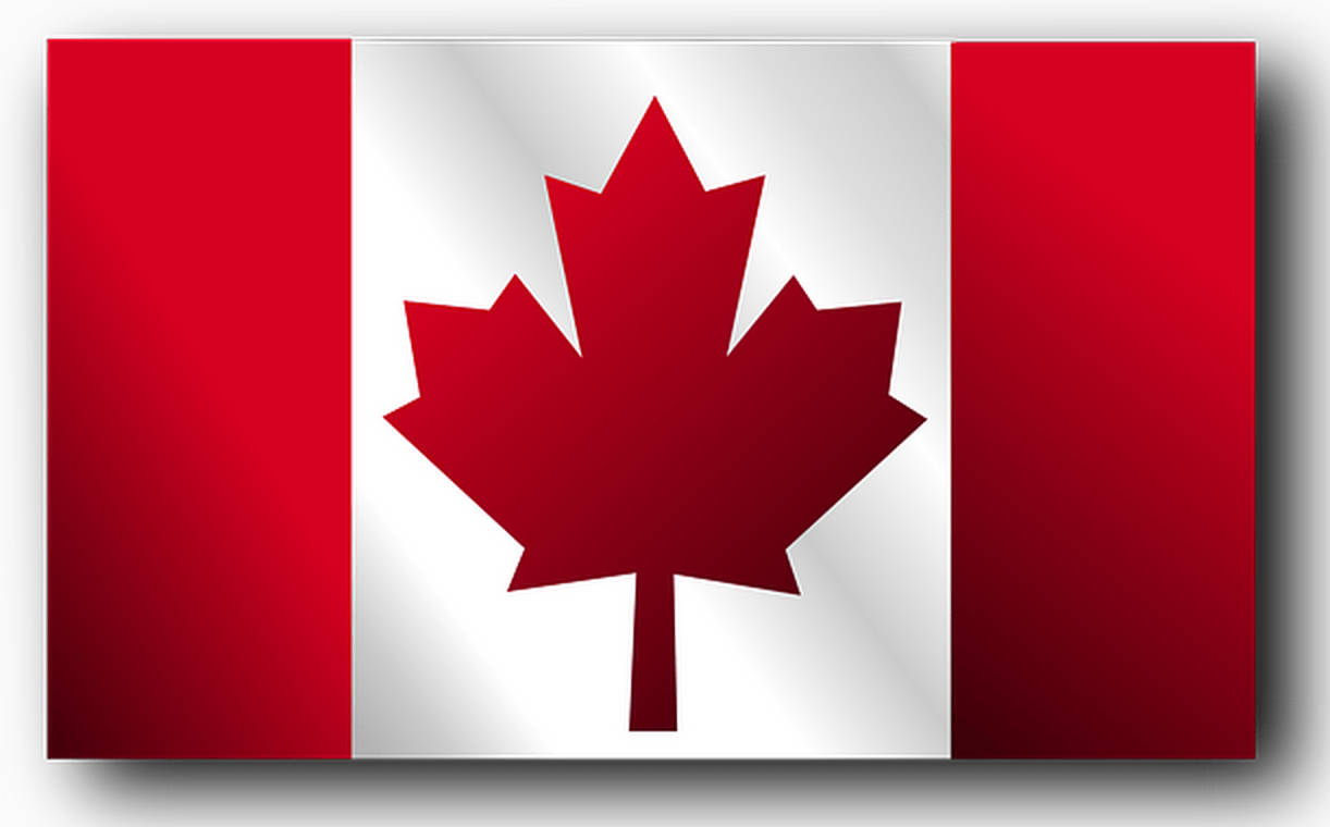 Vibrant Canada Flag with Dynamic Shadow Effect Wallpaper
