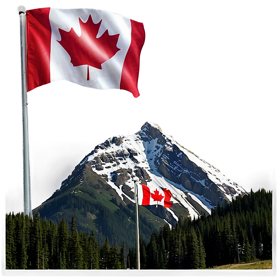 Canada Flag With Mountains Background Png 05232024 PNG