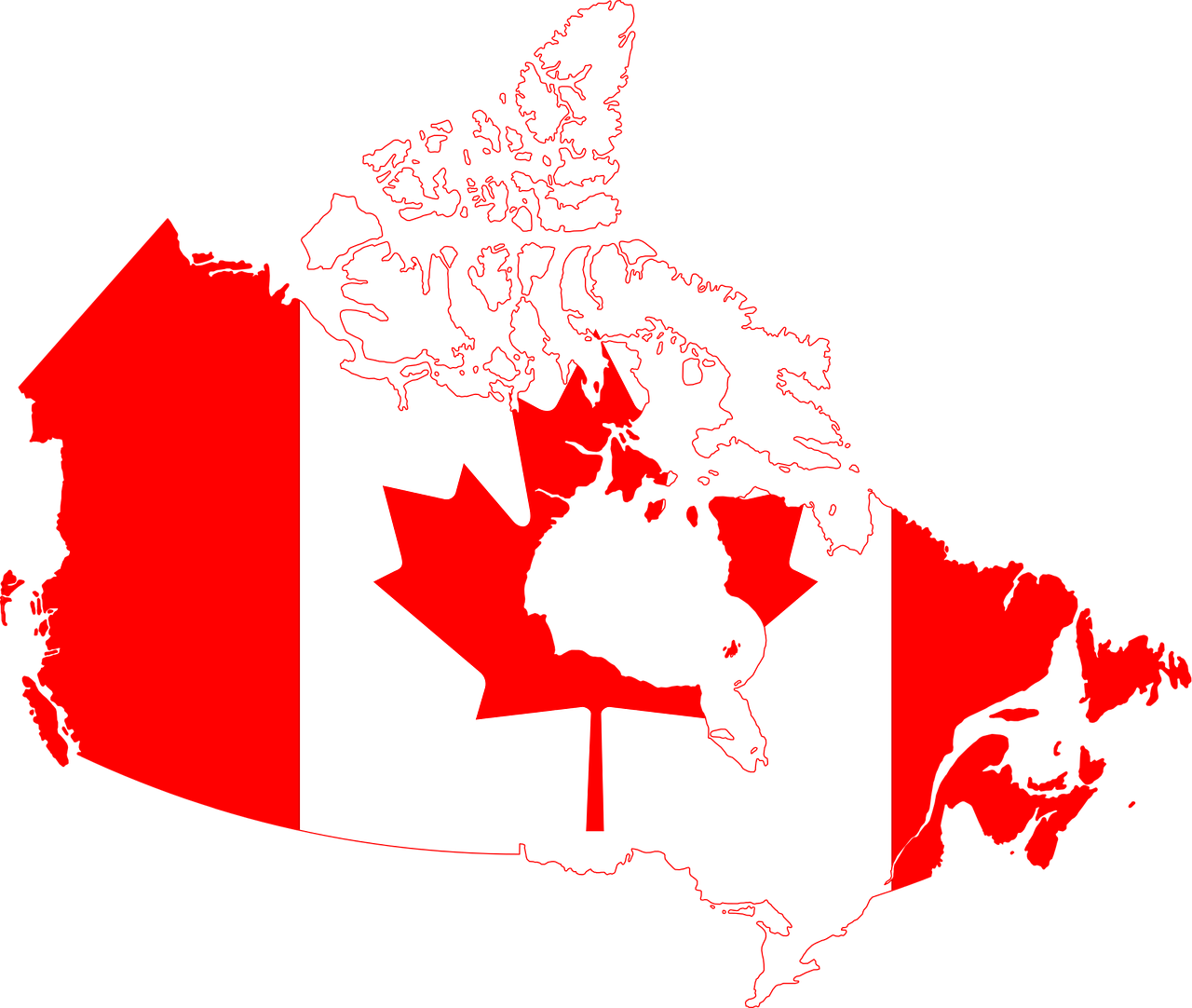 Canada Map Flag Overlay PNG