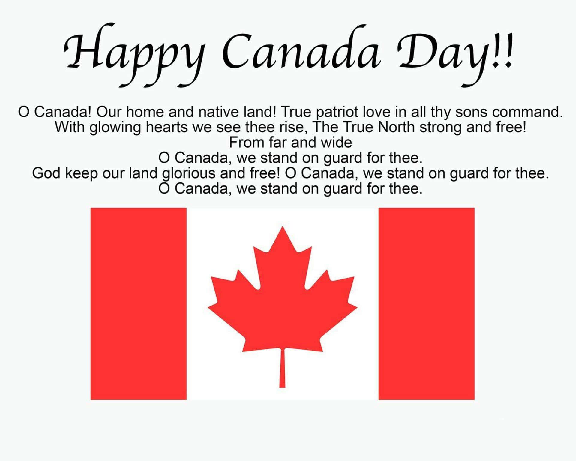 Kanadanationalhymne Text Und Flagge Wallpaper