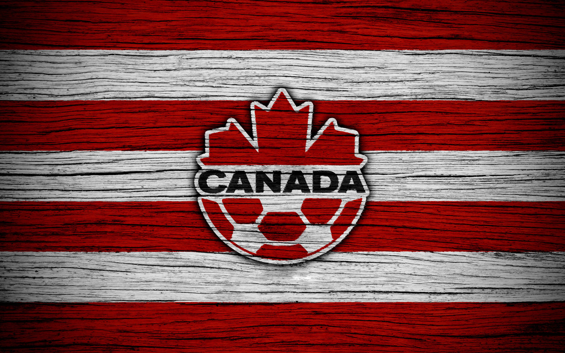 Equiponacional De Fútbol De Canadá En Bandera De Madera Fondo de pantalla