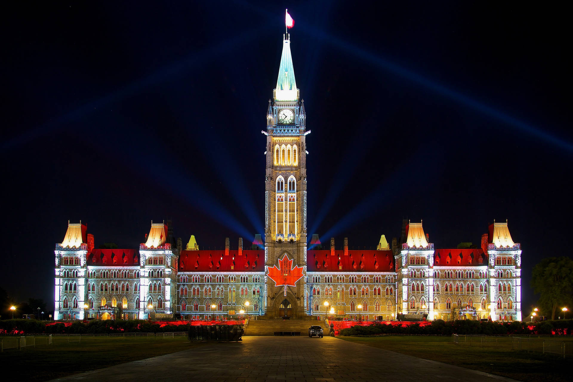 Collina Del Parlamento Del Canada Di Notte Sfondo