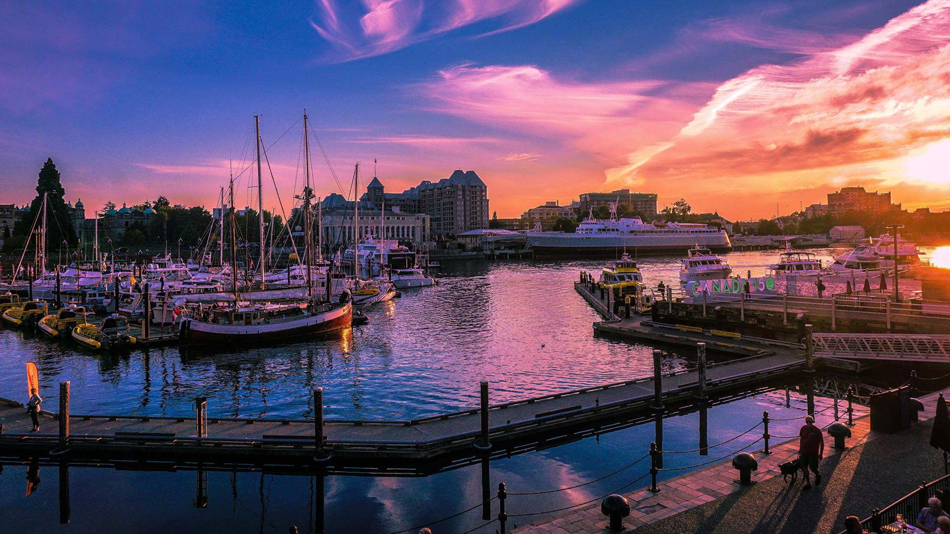 Kanadavictoria Harbour Sunset Wallpaper