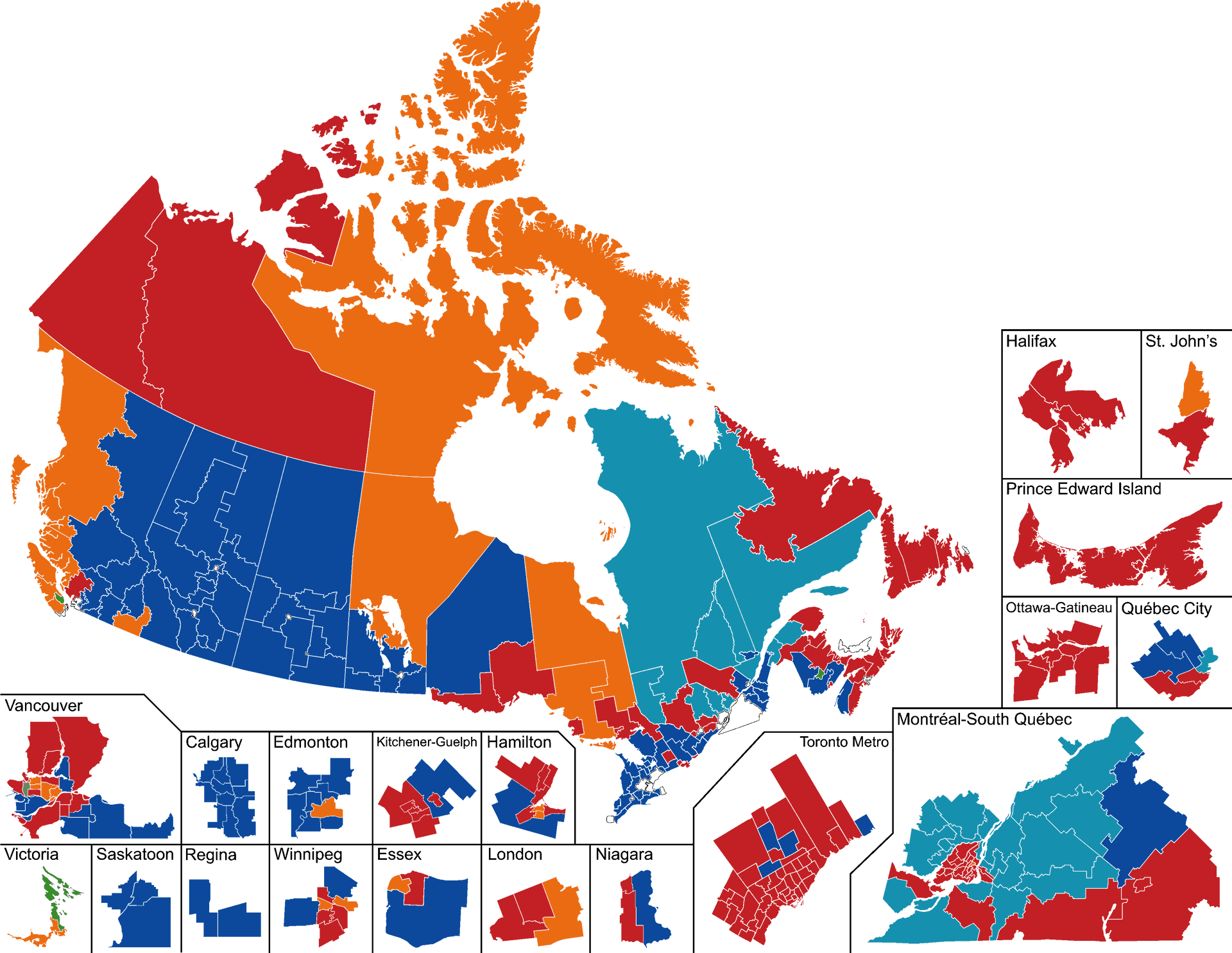 Canadian Election Results Map PNG