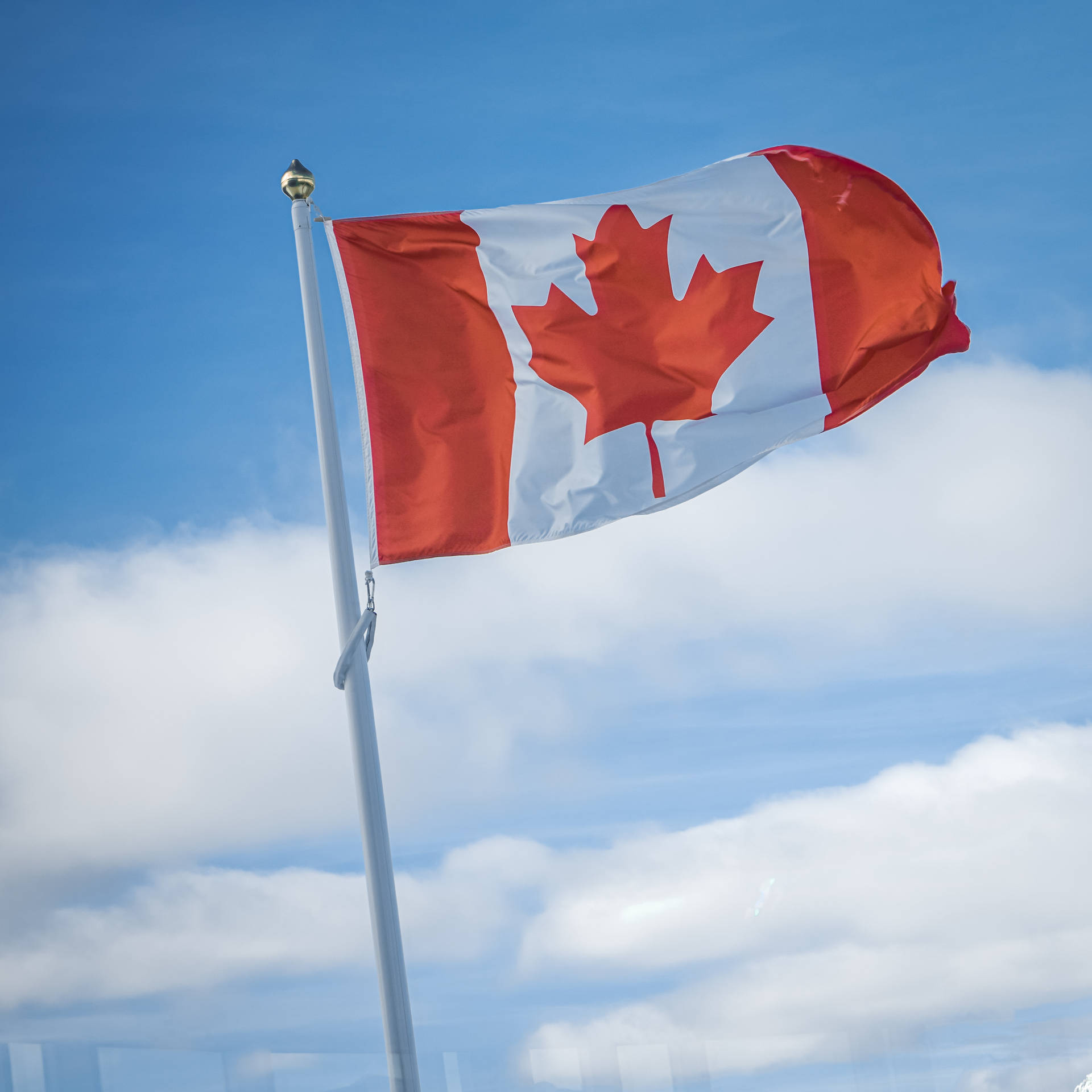 Canadian Flag Cloudy Sky Wallpaper