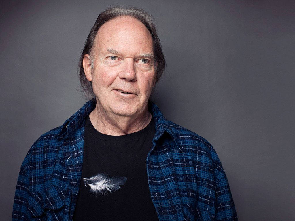 Retratodel Legendario Músico Canadiense Neil Young Fondo de pantalla