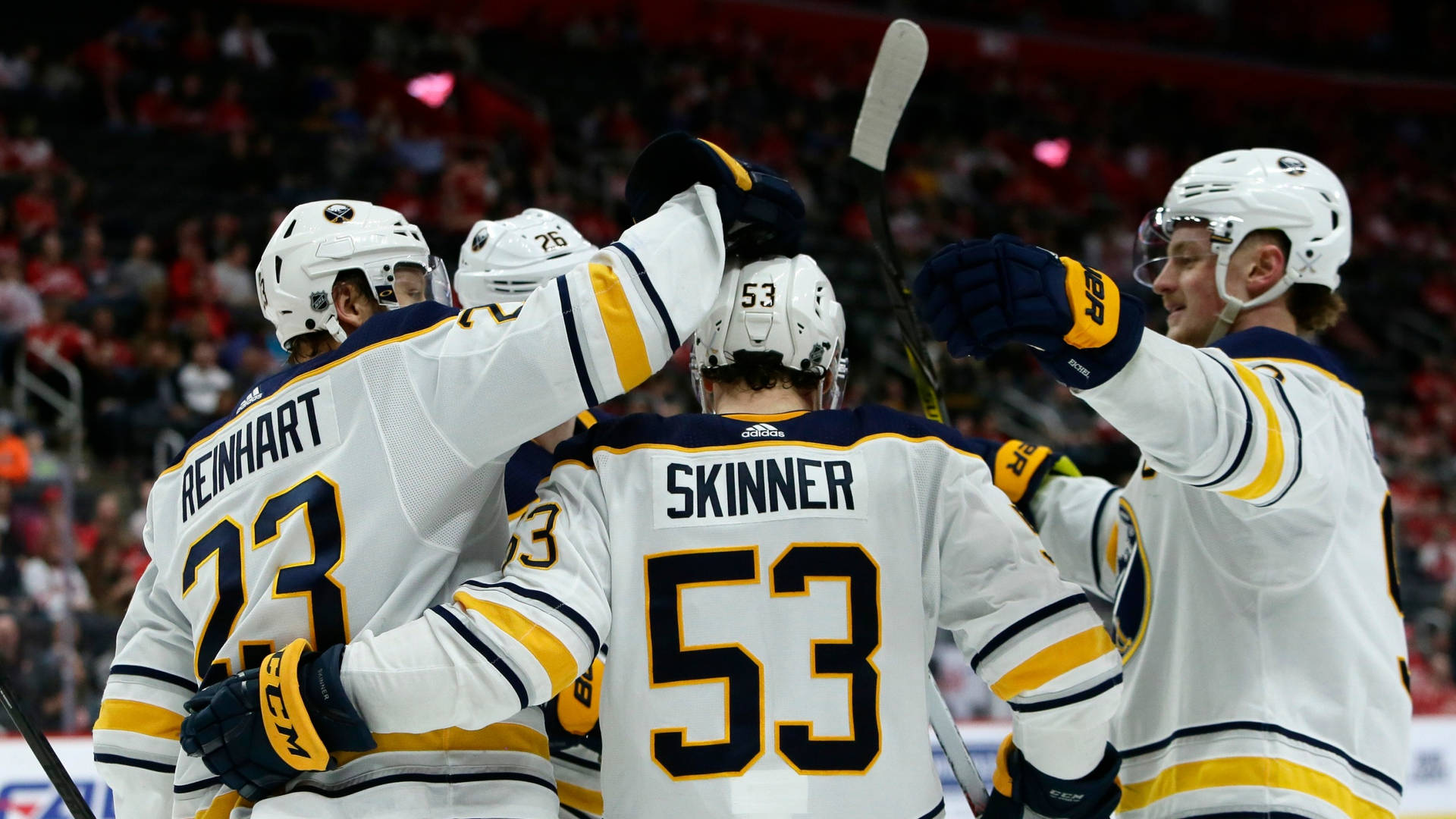 Canadian Nhl Player Jeff Skinner With Buffalo Sabres Teammates Wallpaper